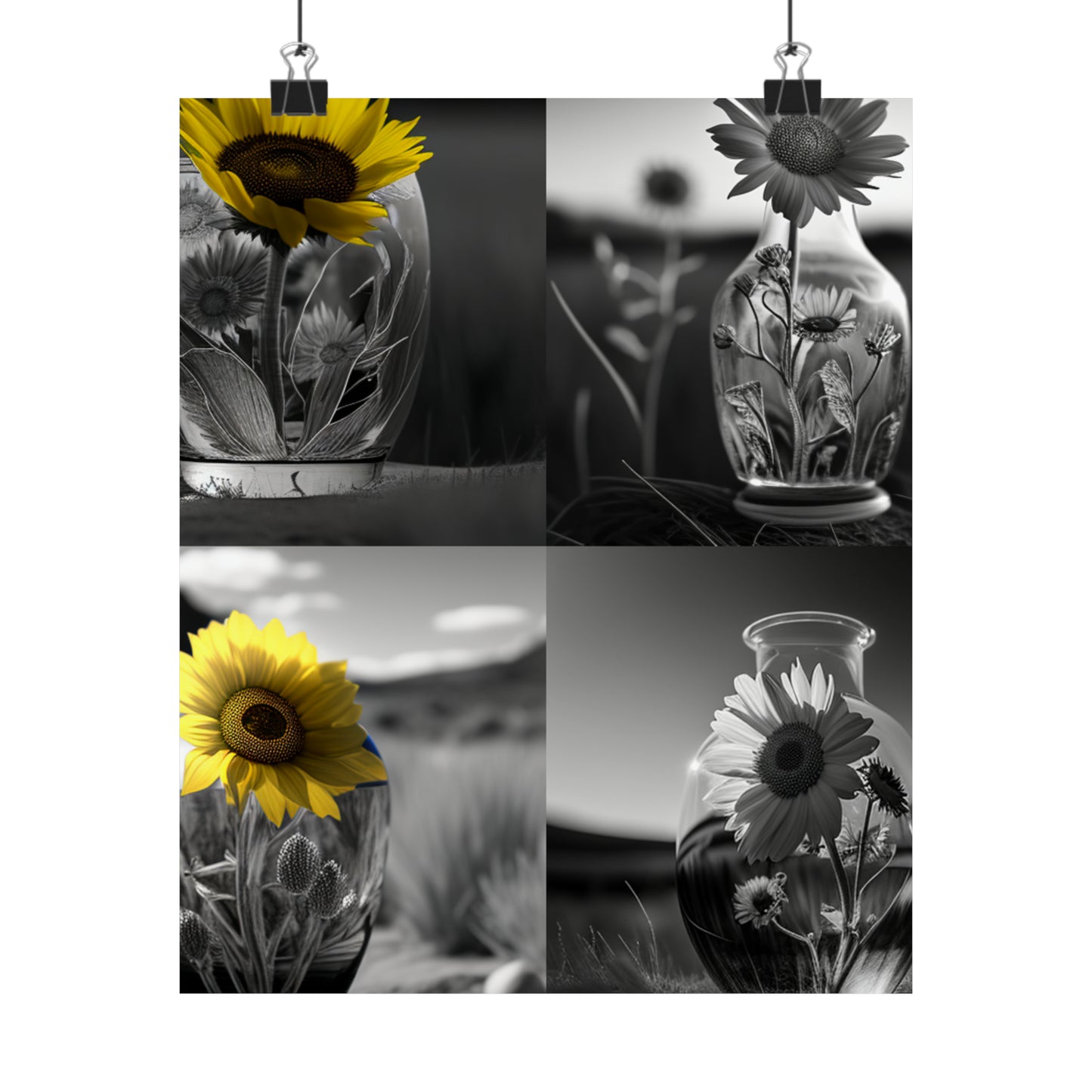 Premium Matte Vertical Posters Yellw Sunflower in a vase 5