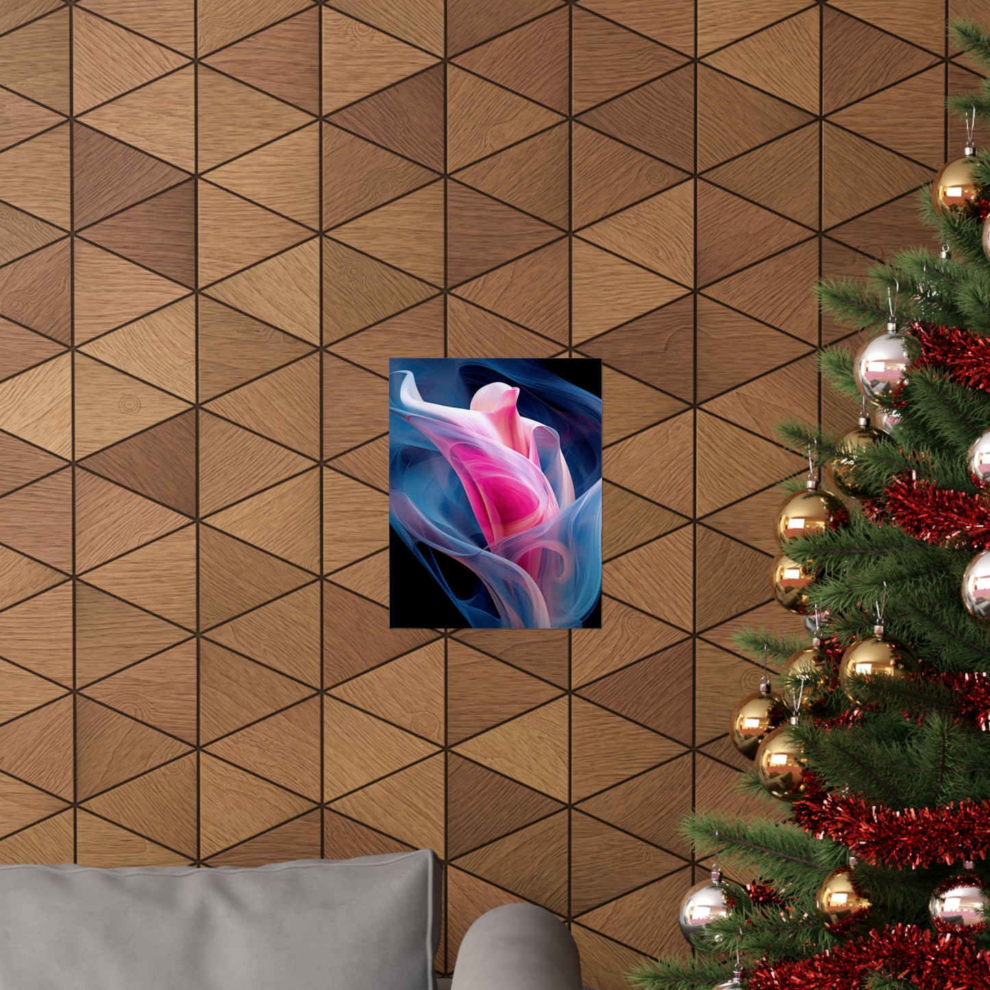 Premium Matte Vertical Posters Pink & Blue Tulip Rose 3