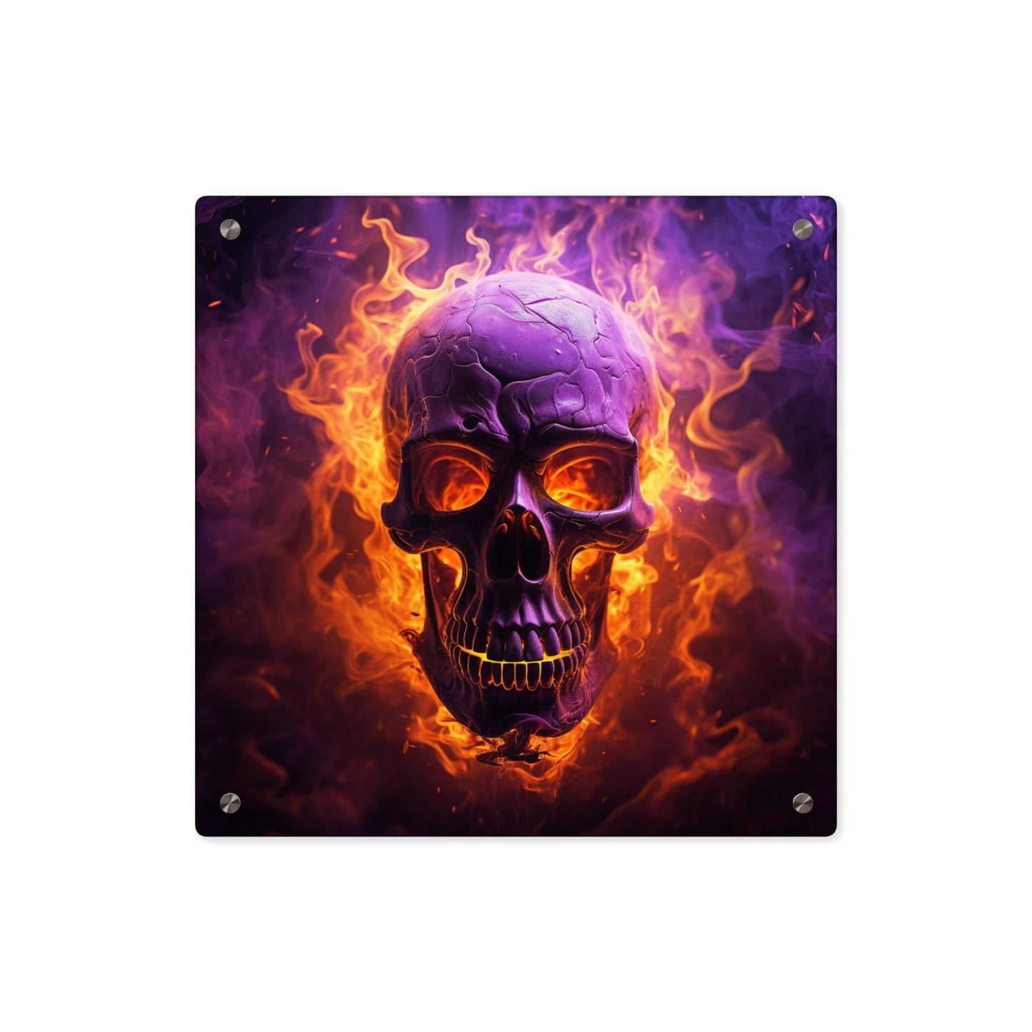 Acrylic Wall Art Panels Skull Flames 3