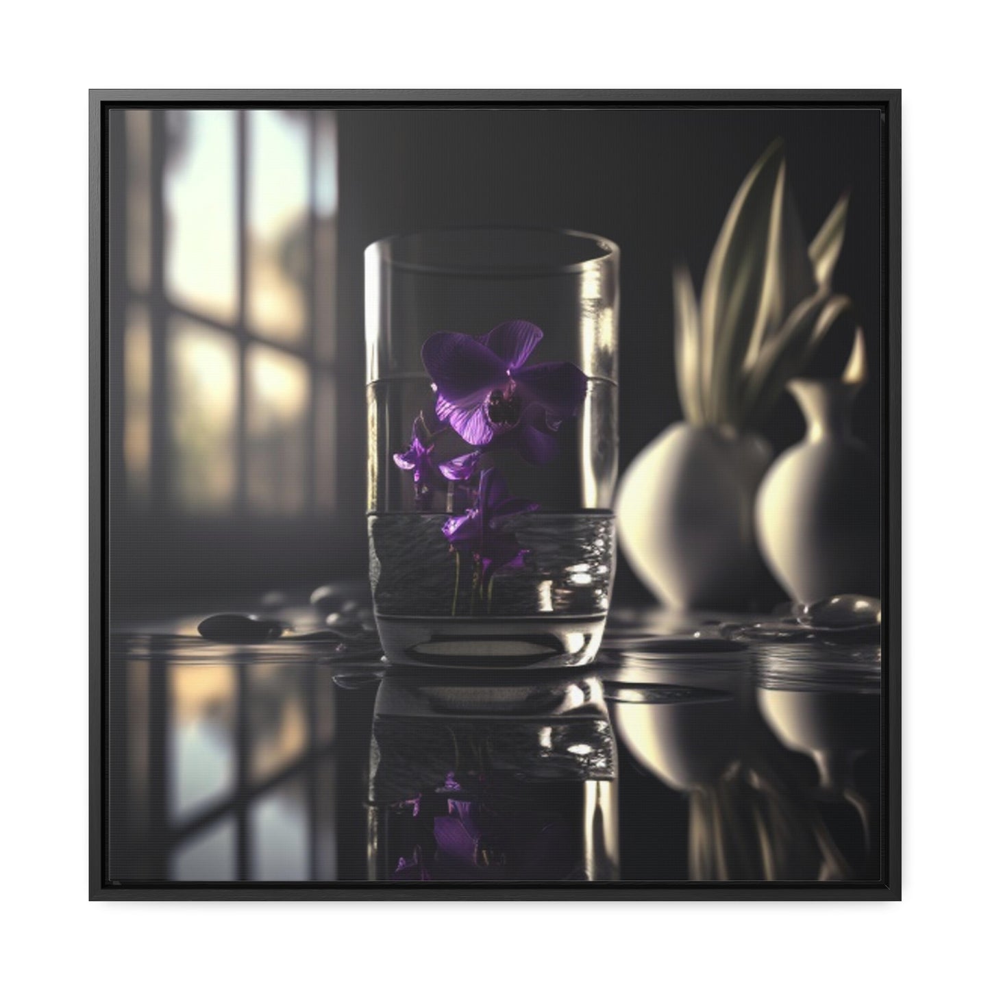 Gallery Canvas Wraps, Square Frame Purple Orchid Glass vase 4