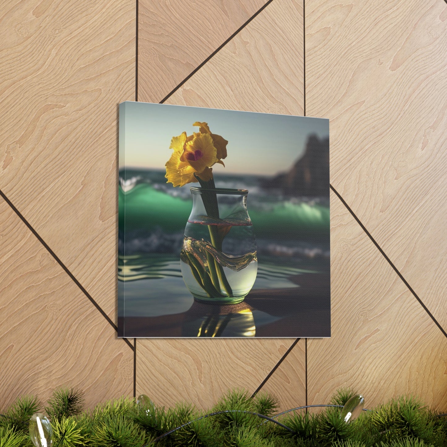 Canvas Gallery Wraps Yellow Gladiolus glass 1