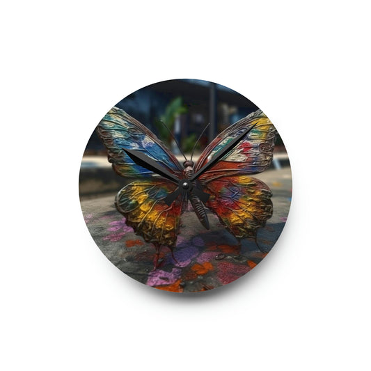Acrylic Wall Clock Liquid Street Butterfly 3