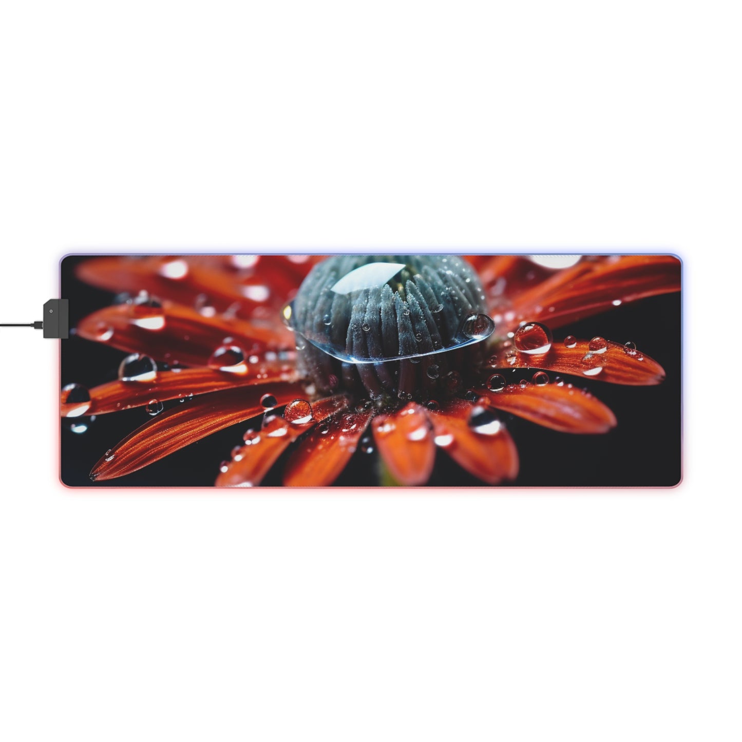 LED Gaming Mouse Pad Water drop Macro Flower 1