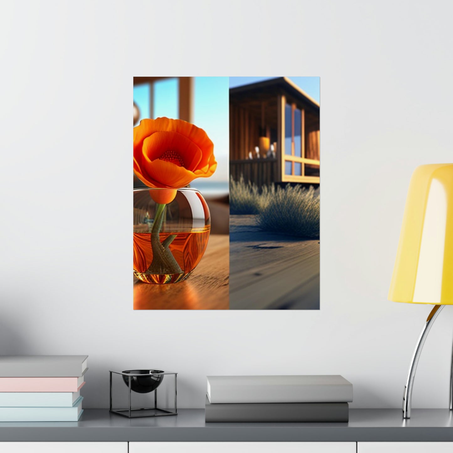 Premium Matte Vertical Posters Poppy in a Glass Vase 3