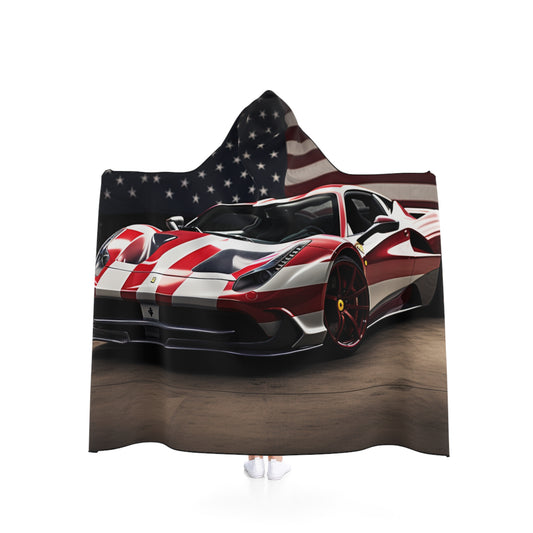 Hooded Blanket American Flag Background Ferrari 2