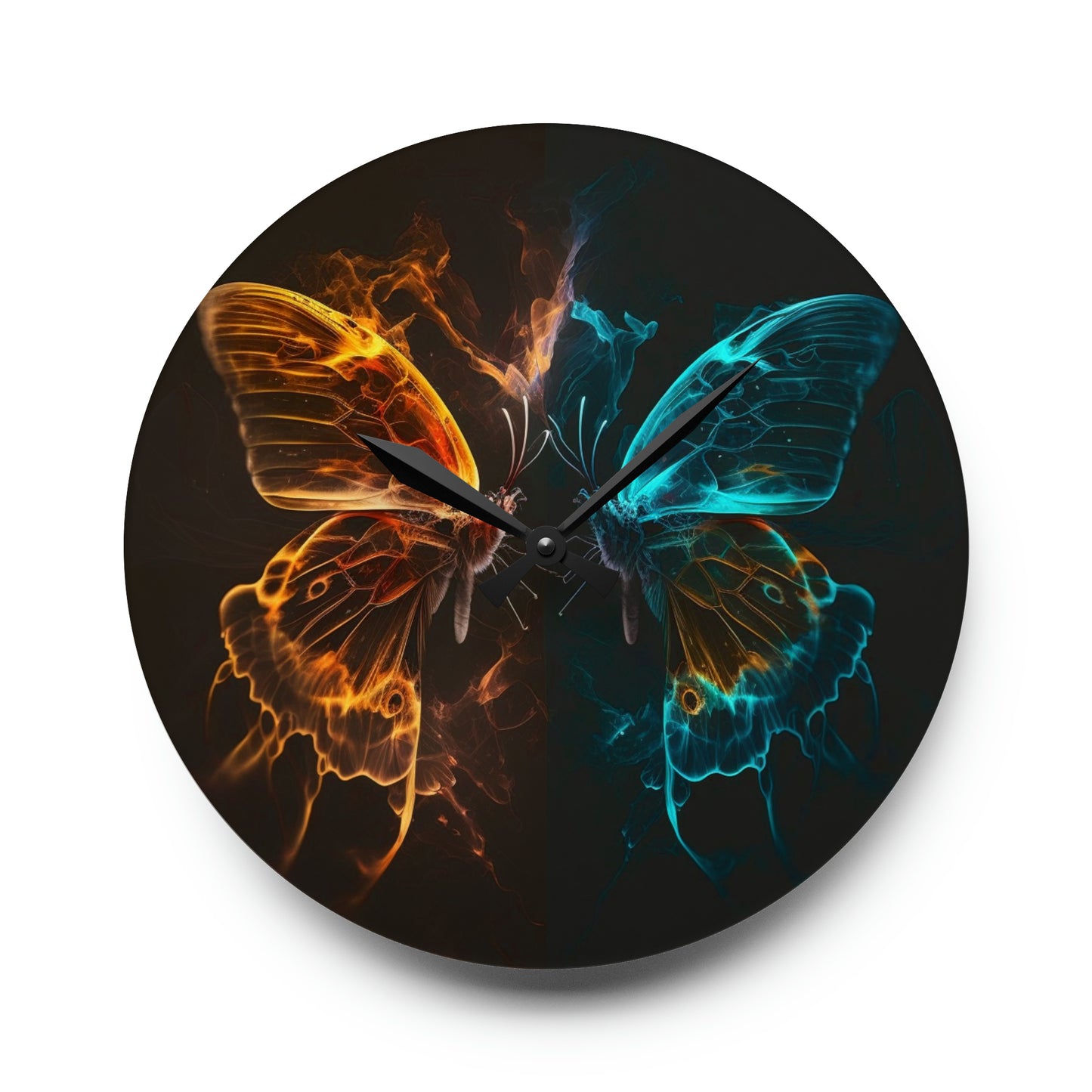 Acrylic Wall Clock Kiss Neon Butterfly 6