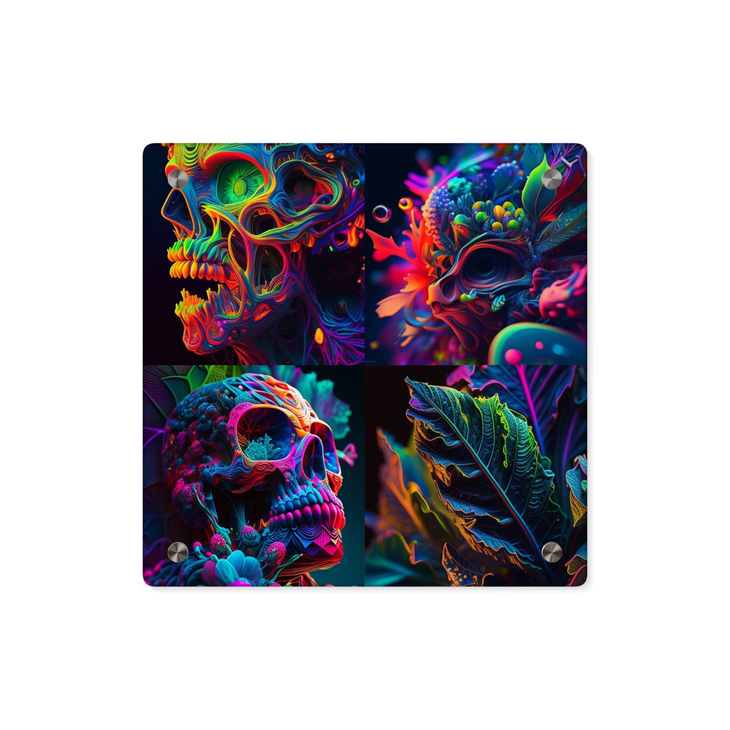 Acrylic Wall Art Panels Florescent Skull Death 5