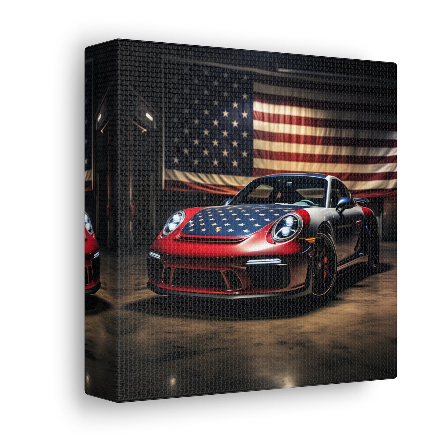 Canvas Gallery Wraps American Flag Background Porsche 1