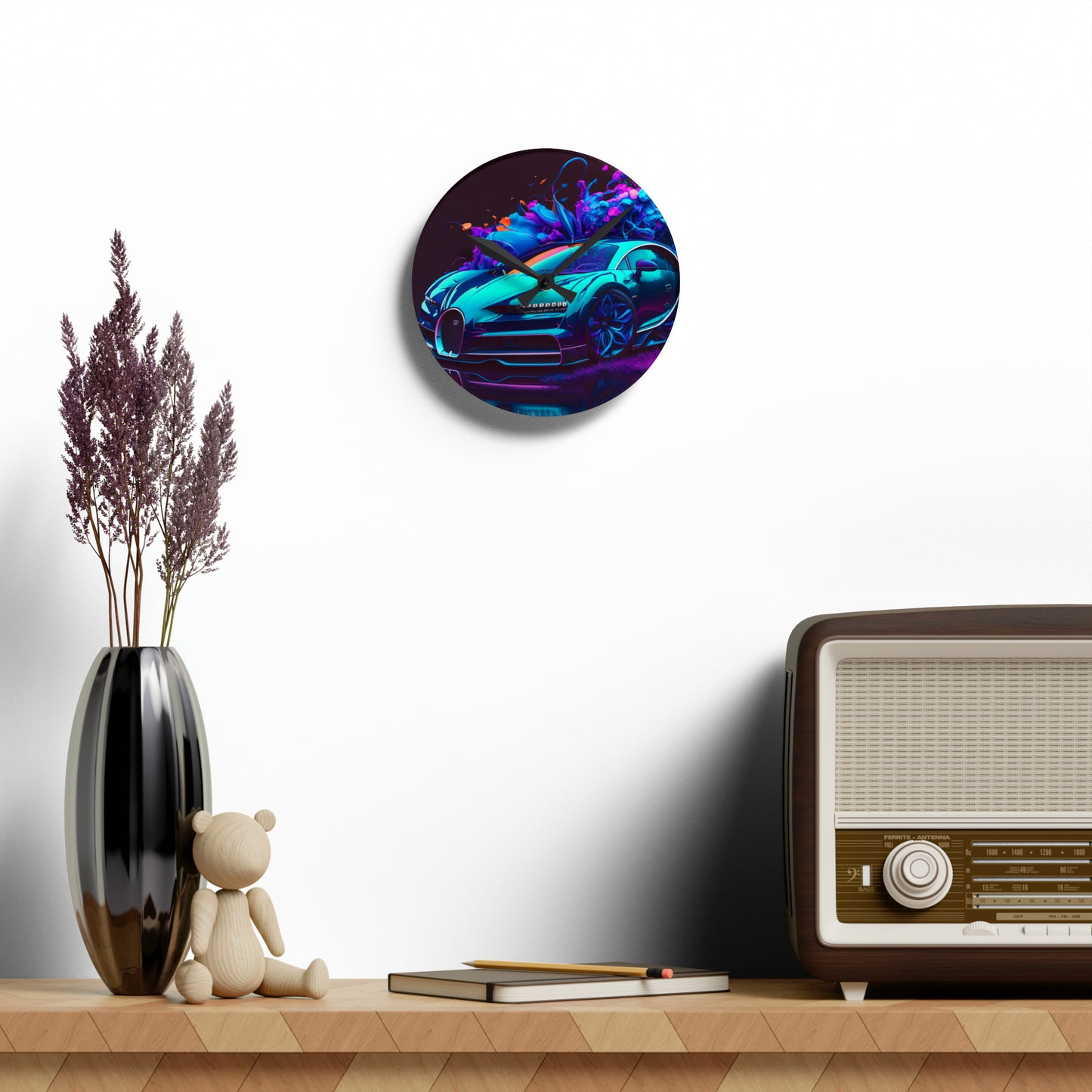 Acrylic Wall Clock Bugatti Neon Chiron 3