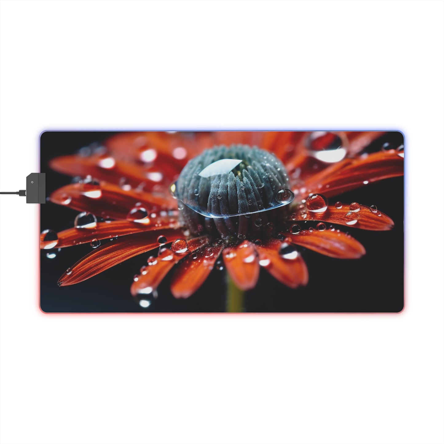 LED Gaming Mouse Pad Water drop Macro Flower 1