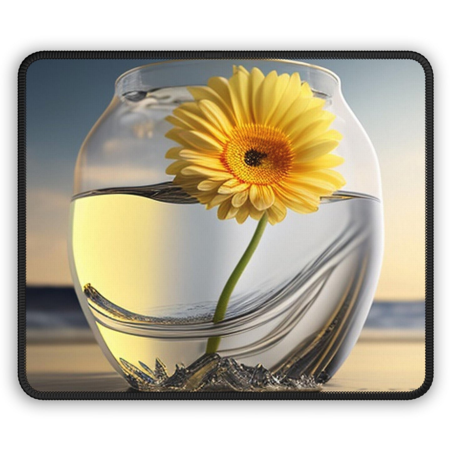 Gaming Mouse Pad  yello Gerbera glass 1