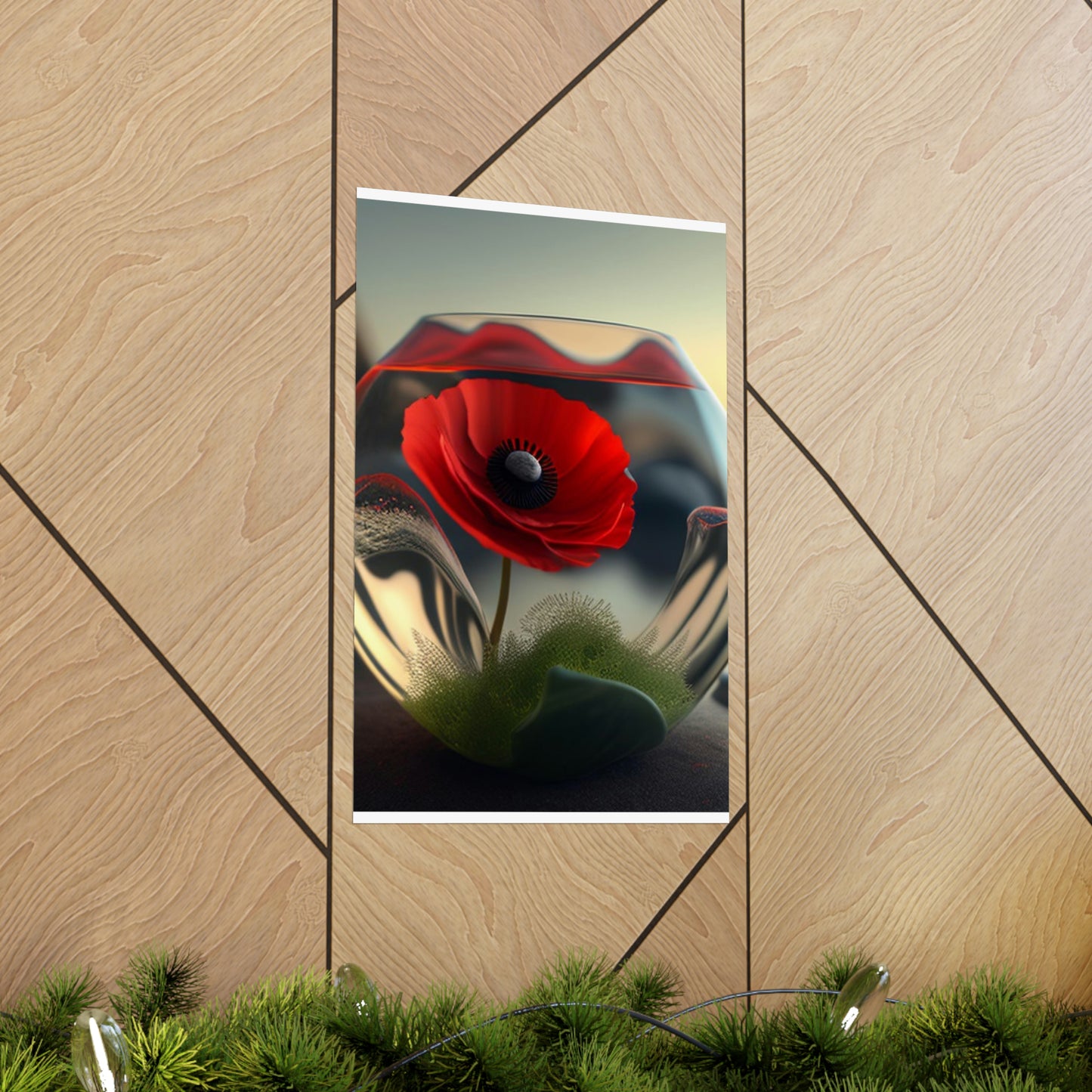 Premium Matte Vertical Posters Red Anemone in a Vase 3