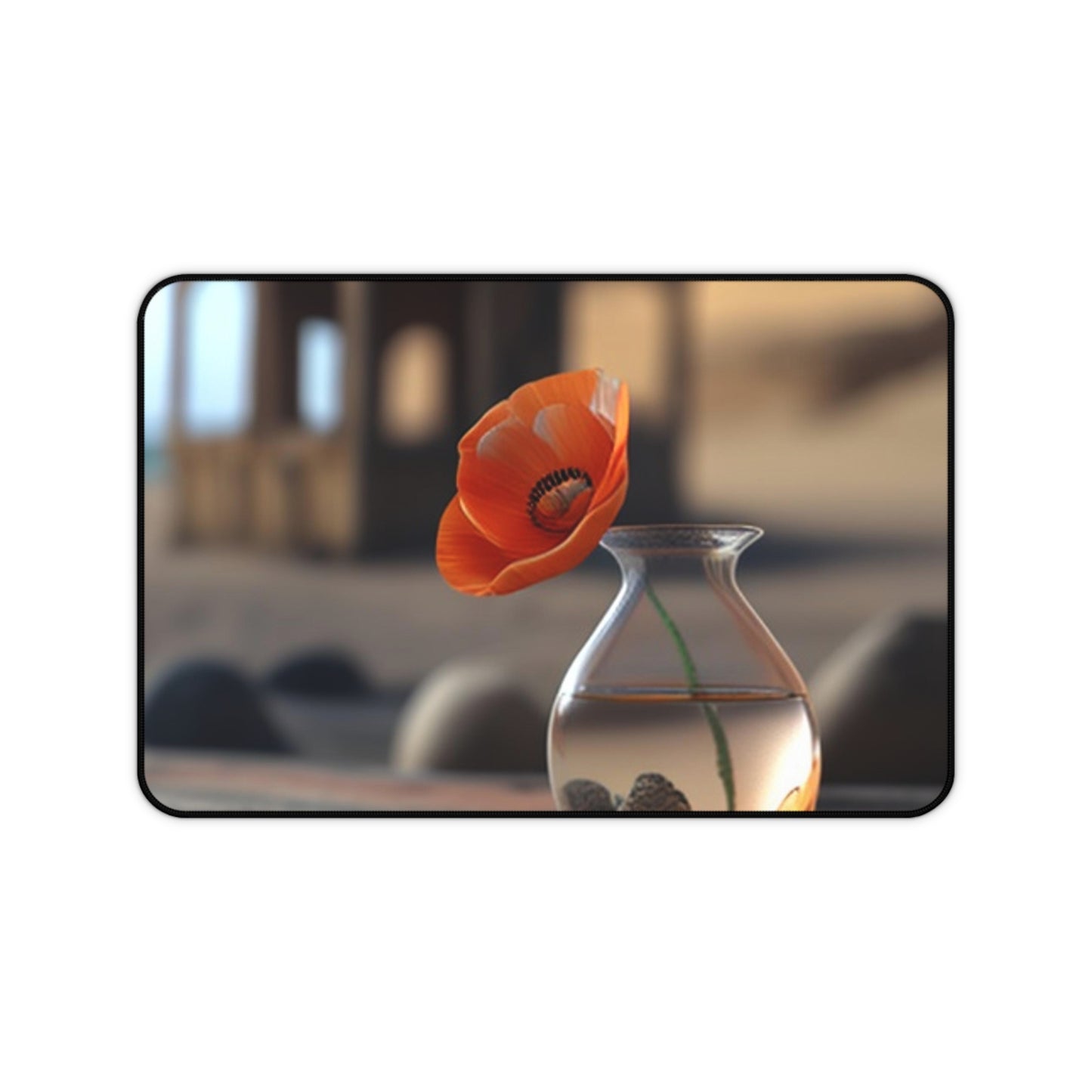 Desk Mat Poppy in a Glass Vase 1