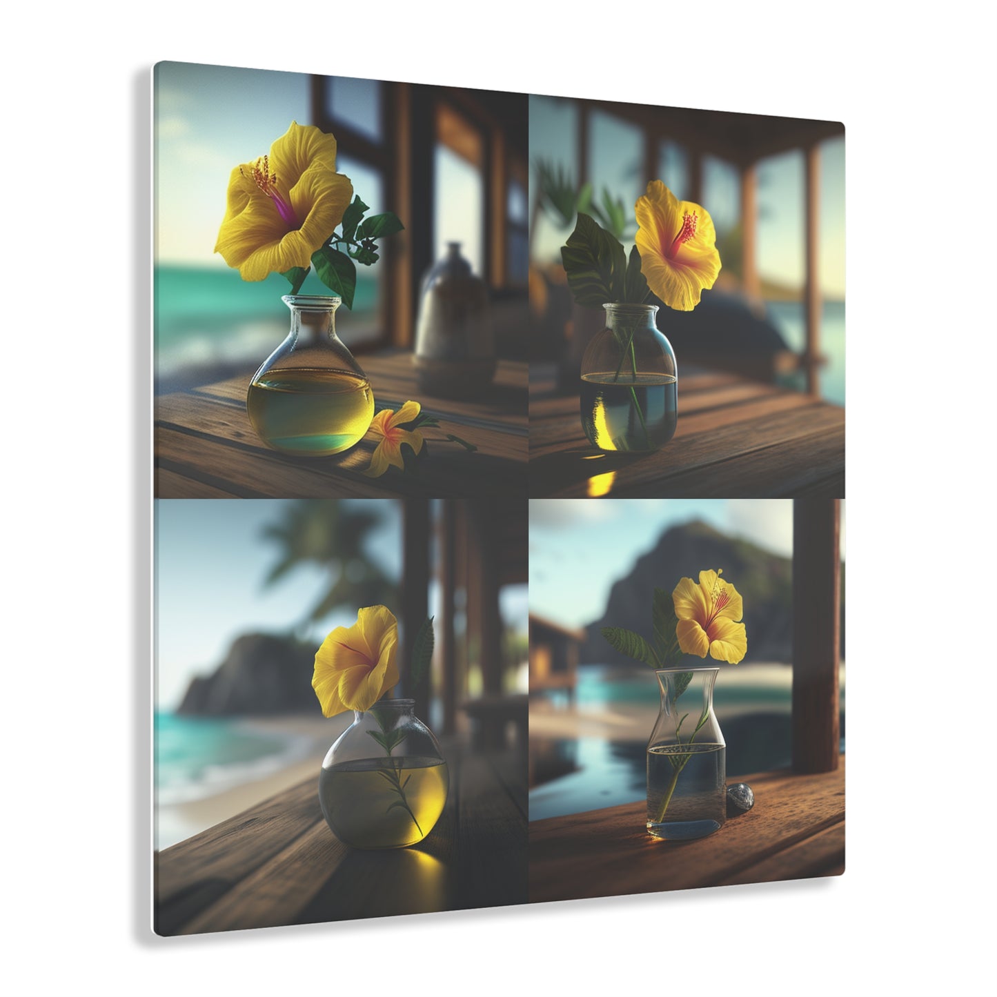 Acrylic Prints Yellow Hibiscus Wood 5