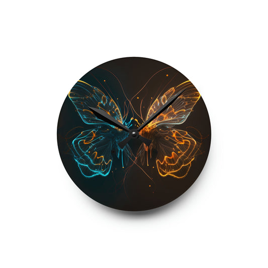 Acrylic Wall Clock Neon Glo Butterfly 1