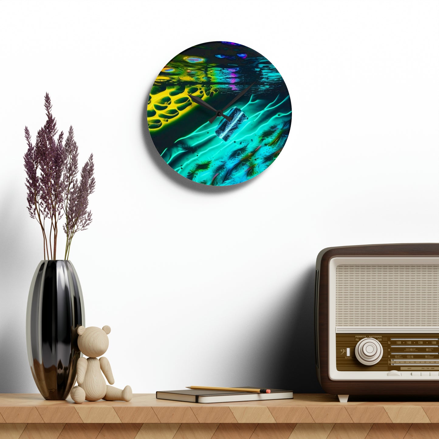 Acrylic Wall Clock Florescent Glow 2