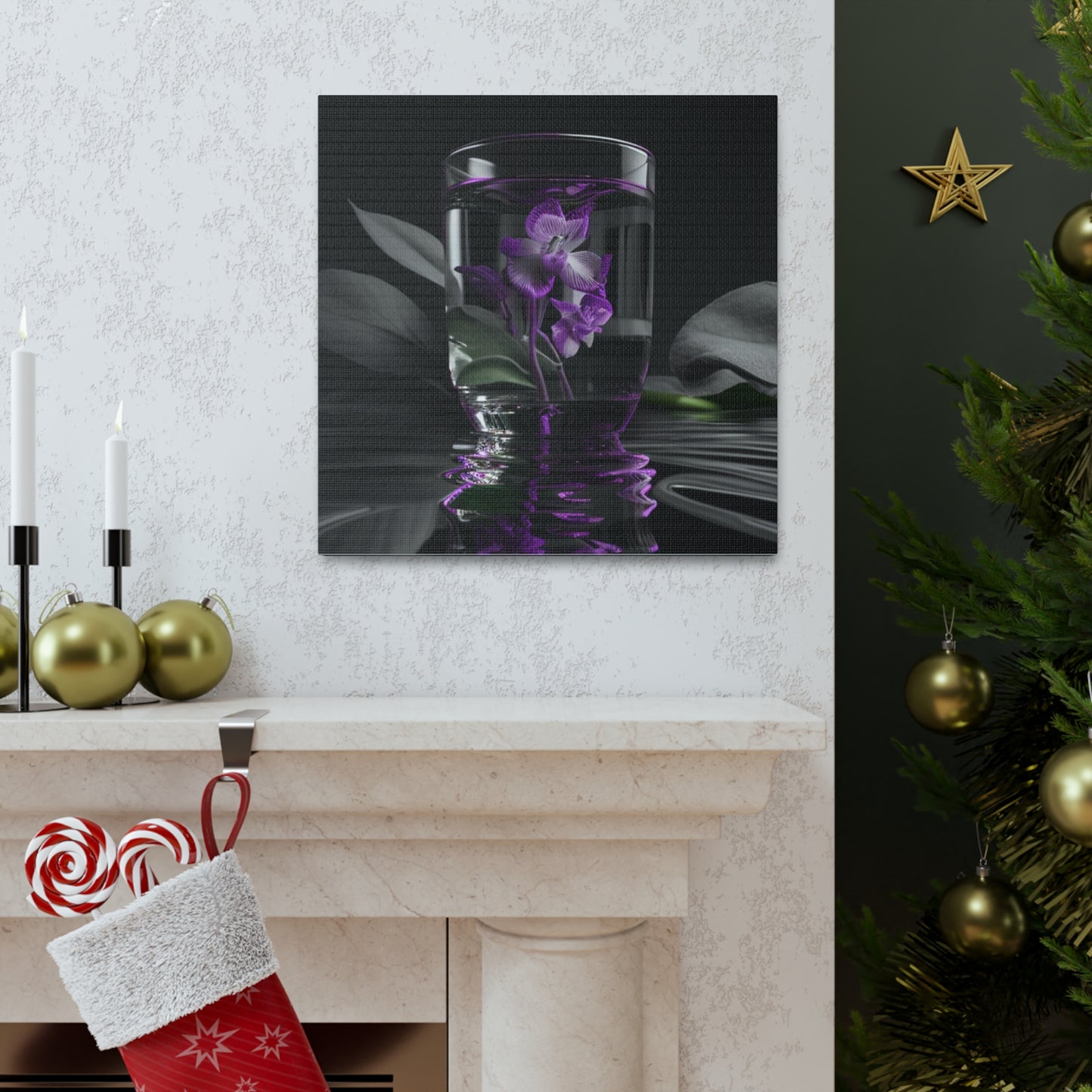 Canvas Gallery Wraps Purple Orchid Glass vase 1