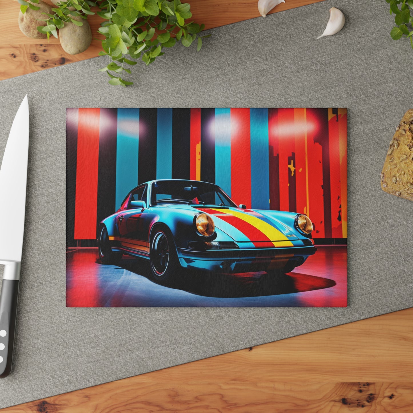 Glass Cutting Board Macro American Flag Porsche 3