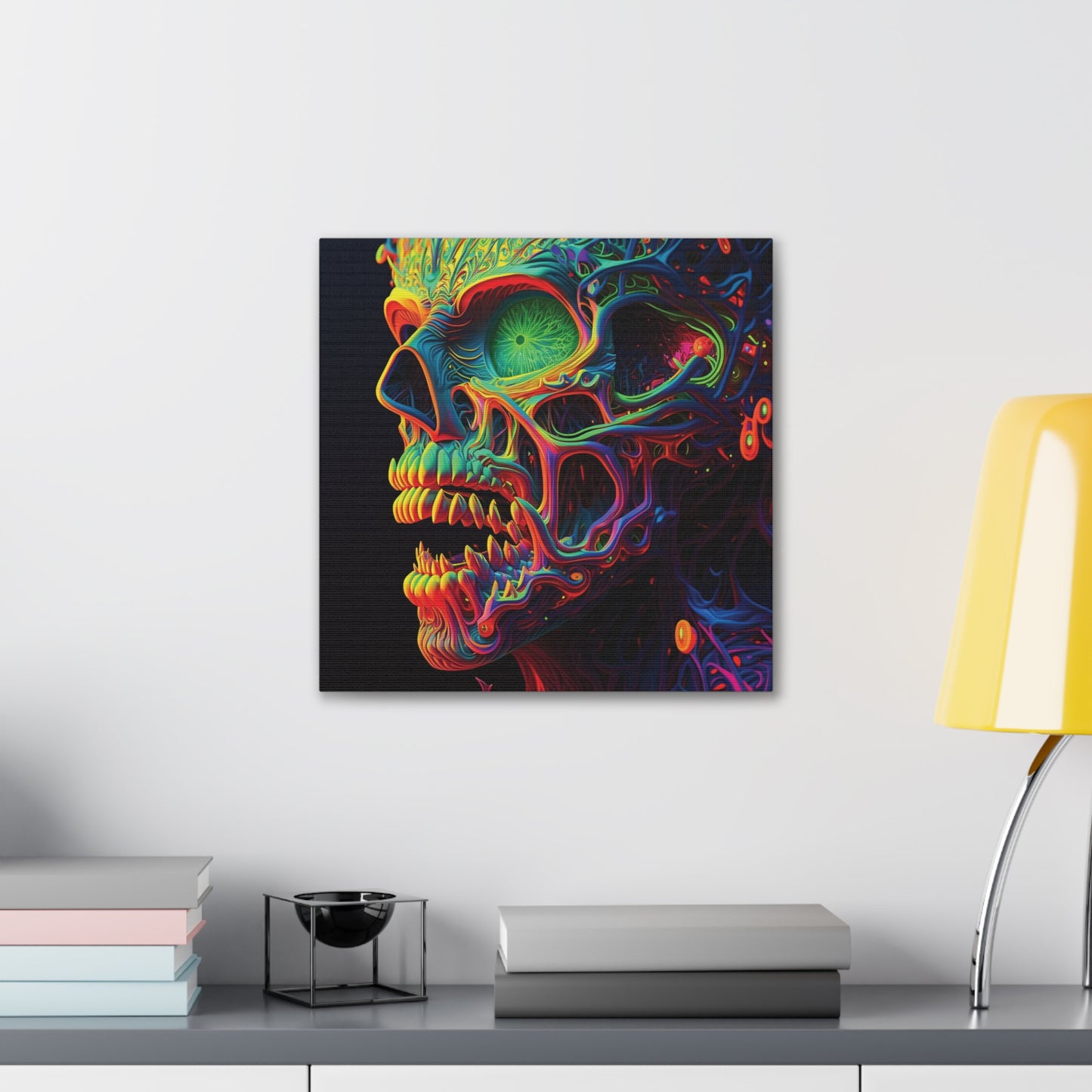 Canvas Gallery Wraps Florescent Skull Death 1