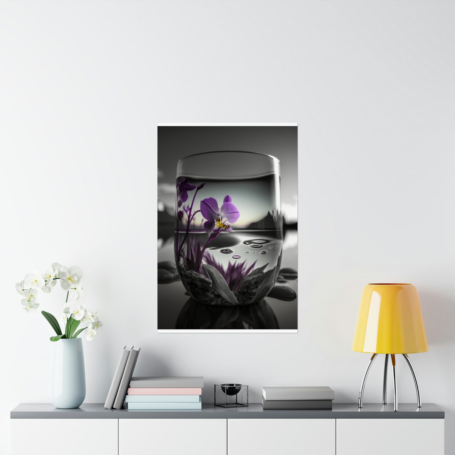 Premium Matte Vertical Posters Purple Orchid Glass vase 2