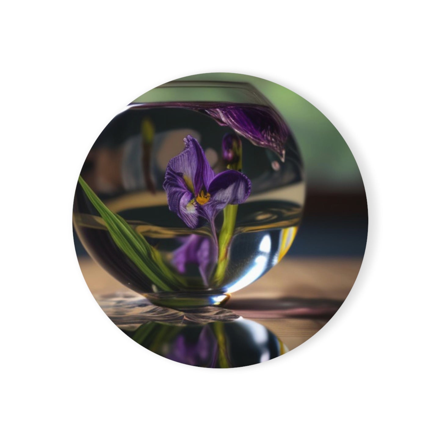 Cork Back Coaster Purple Iris in a vase 1