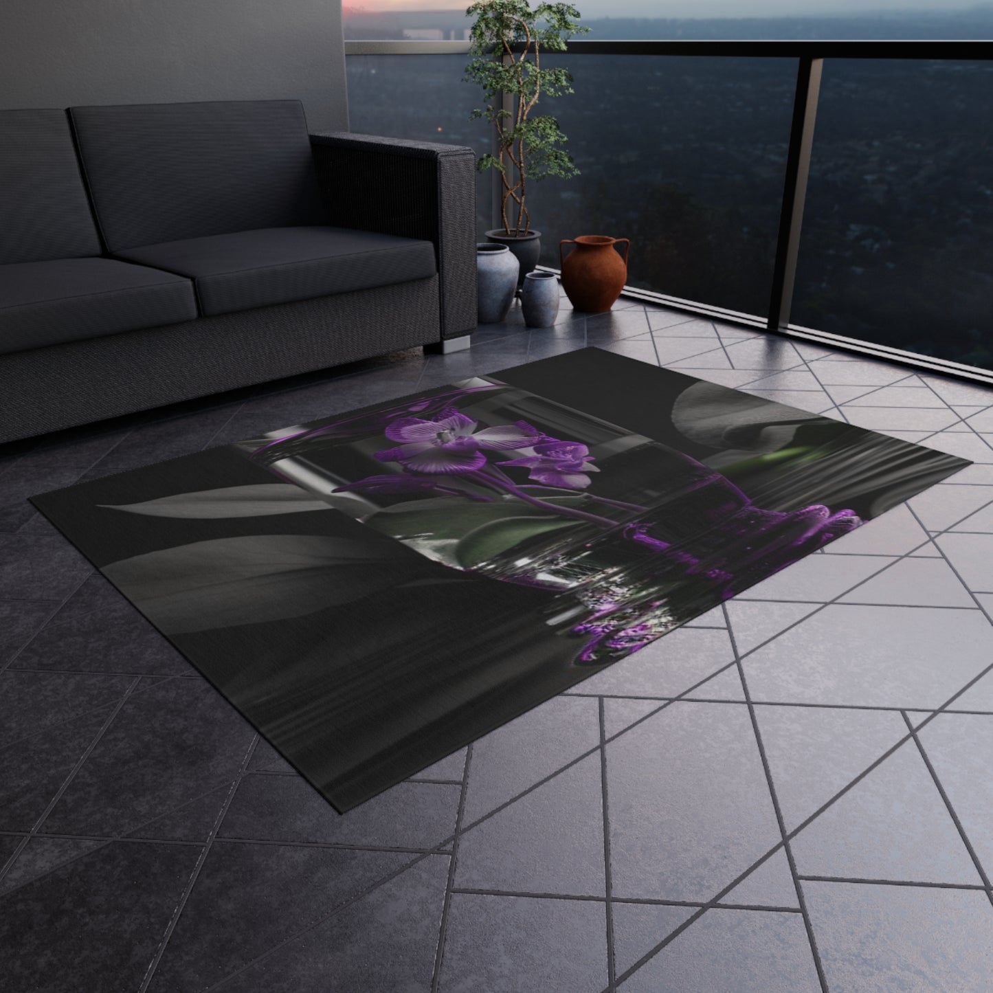 Outdoor Rug  Purple Orchid Glass vase 1
