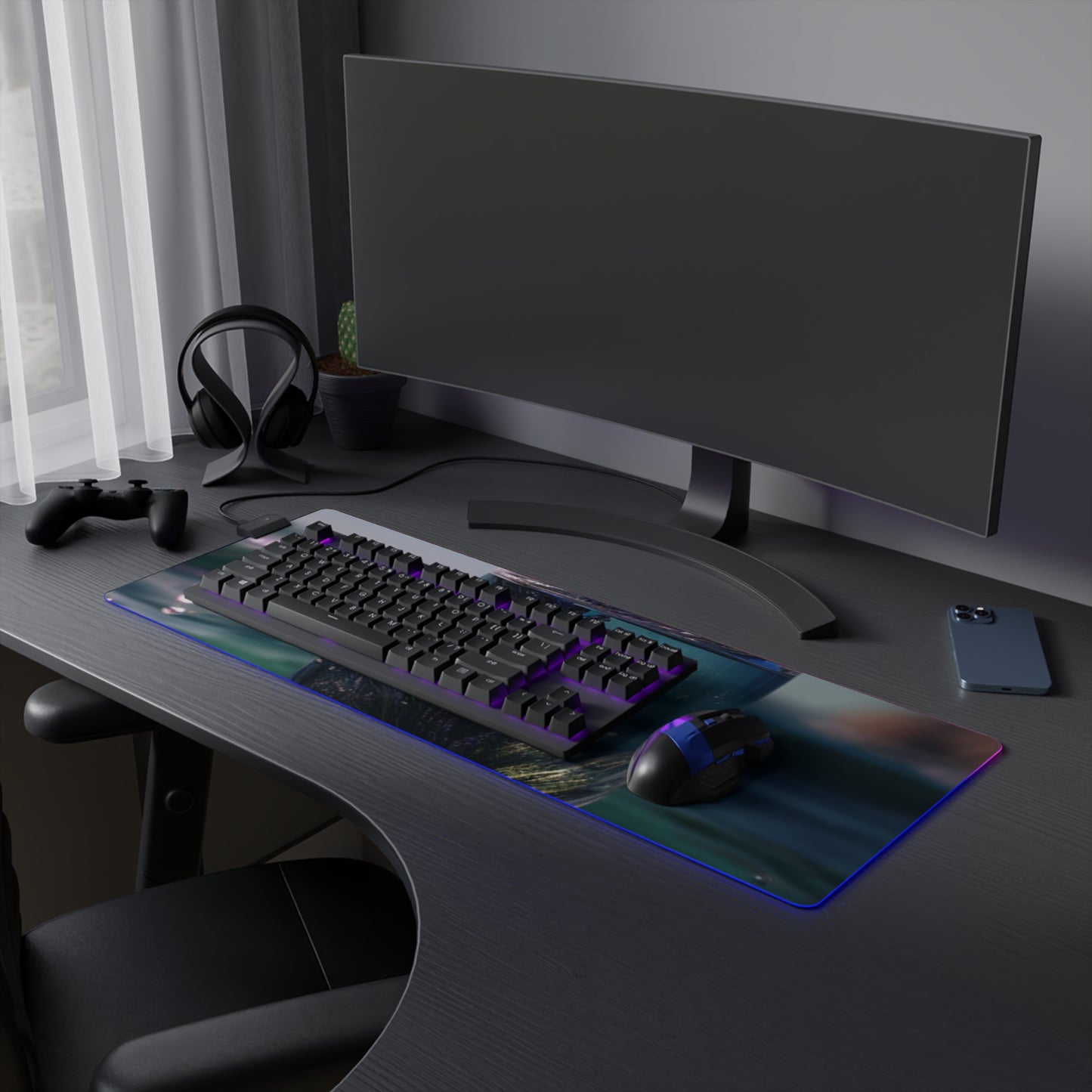 LED Gaming Mouse Pad Lavender in a vase 2