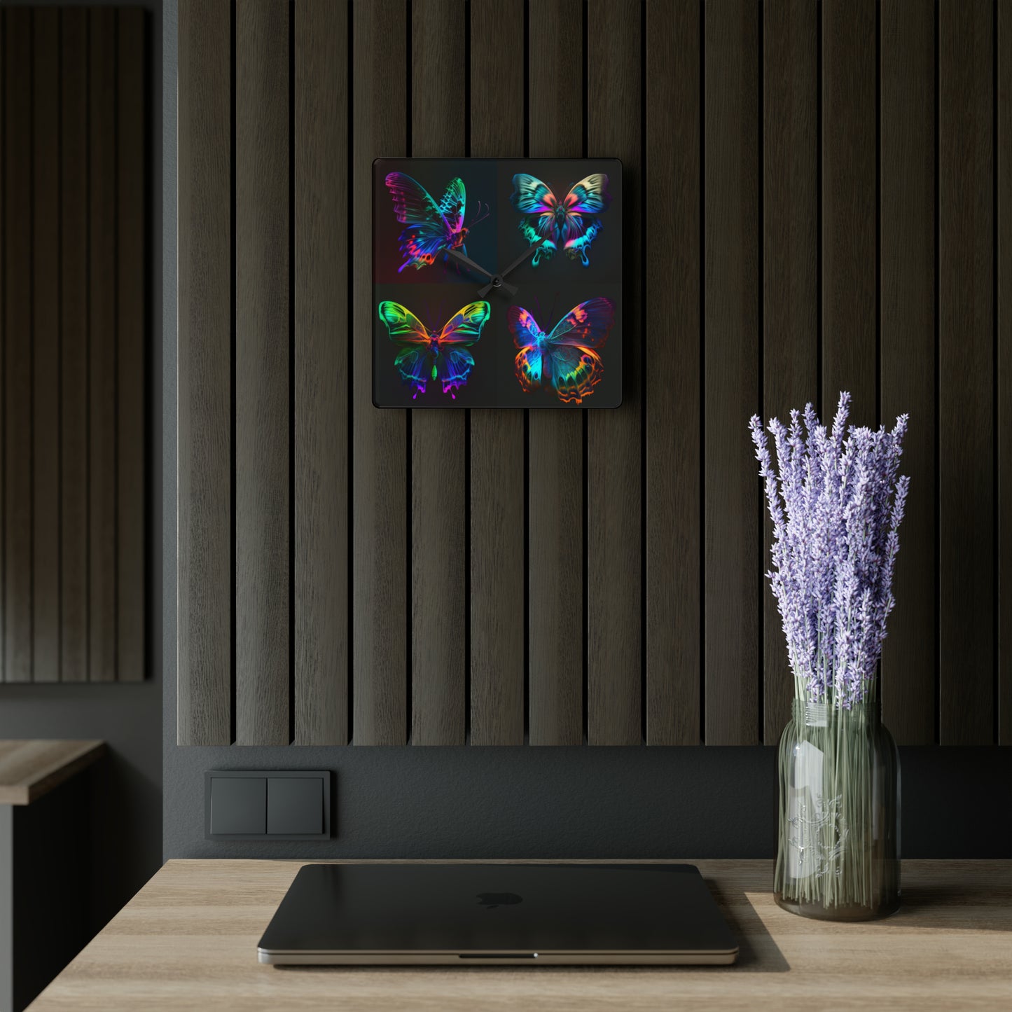 Acrylic Wall Clock Raw Hyper Color Butterfly 5