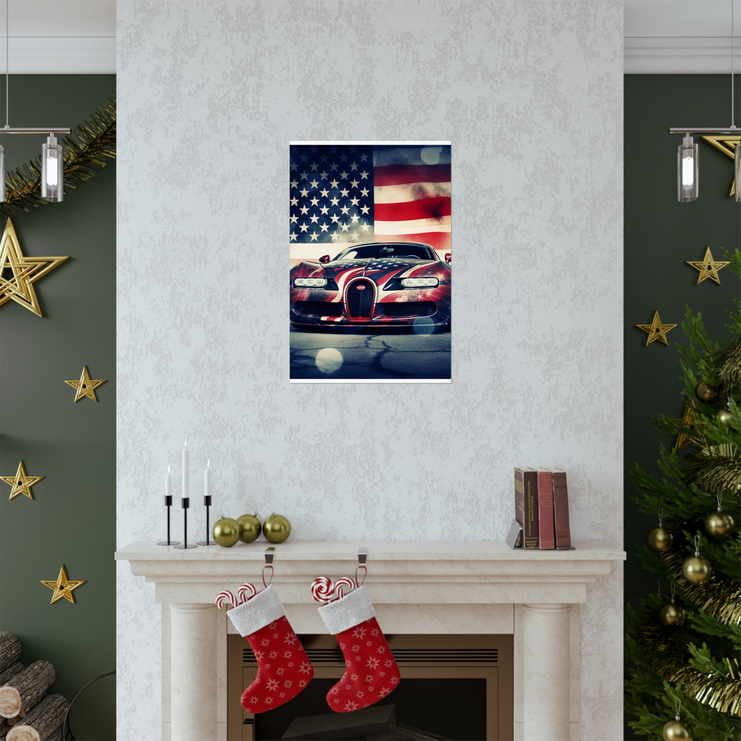 Premium Matte Vertical Posters Abstract American Flag Background Bugatti 1