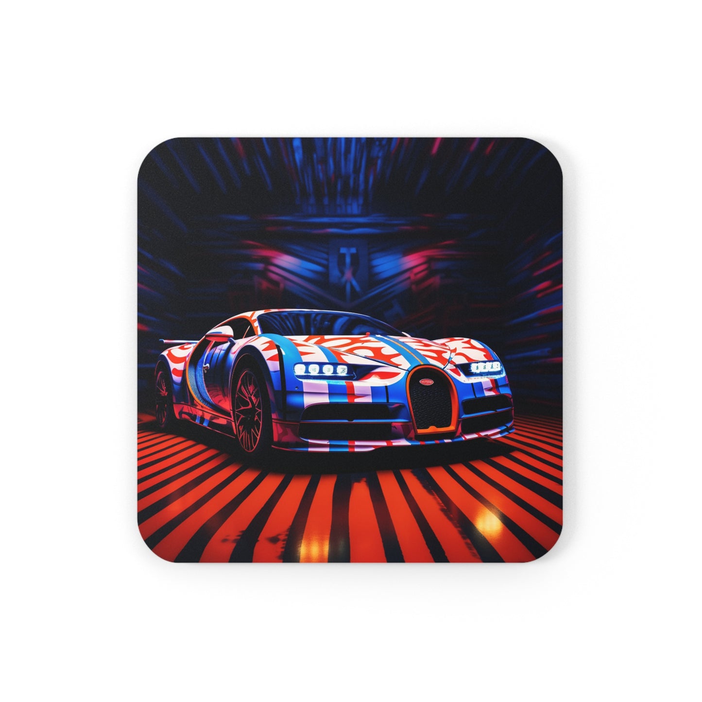 Corkwood Coaster Set Macro Bugatti American Flag 1