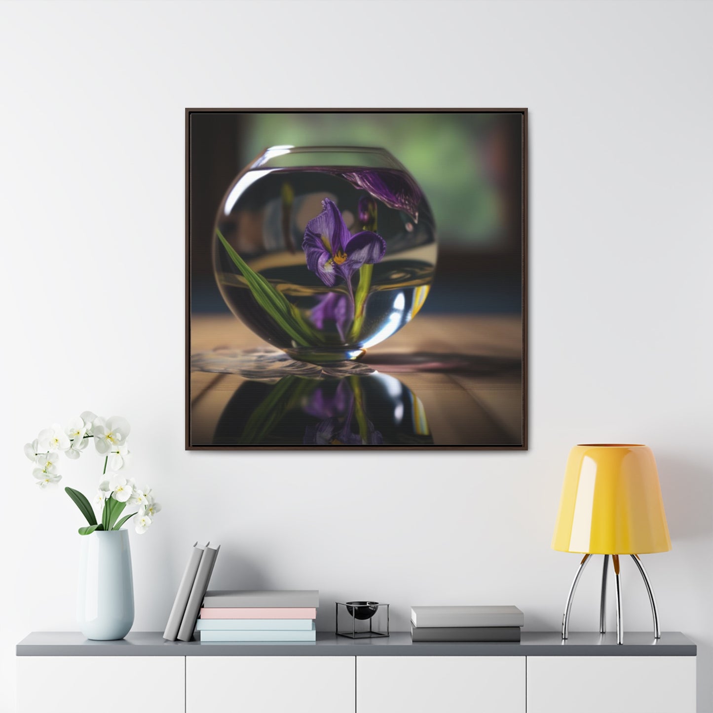 Gallery Canvas Wraps, Square Frame Purple Iris in a vase 1