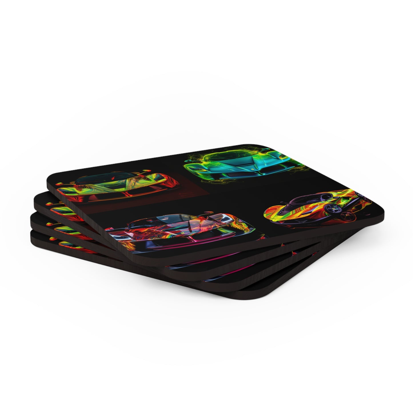 Corkwood Coaster Set Ferrari Neon 5