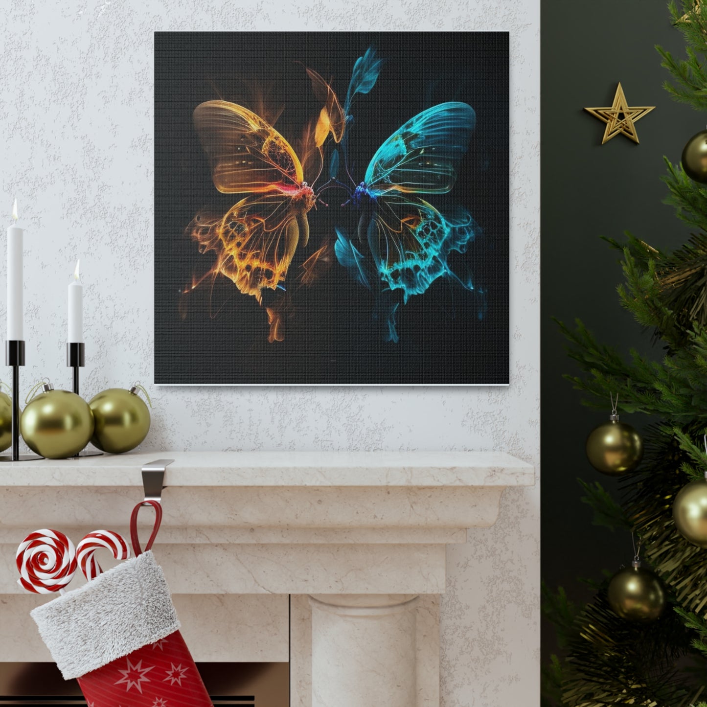 Canvas Gallery Wraps Kiss Neon Butterfly 2