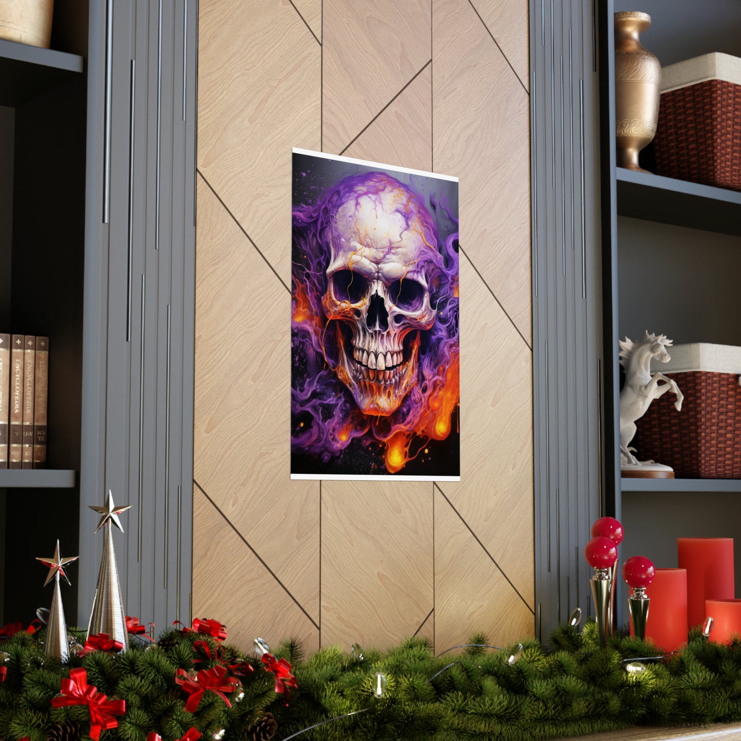 Premium Matte Vertical Posters Skull Flames 2