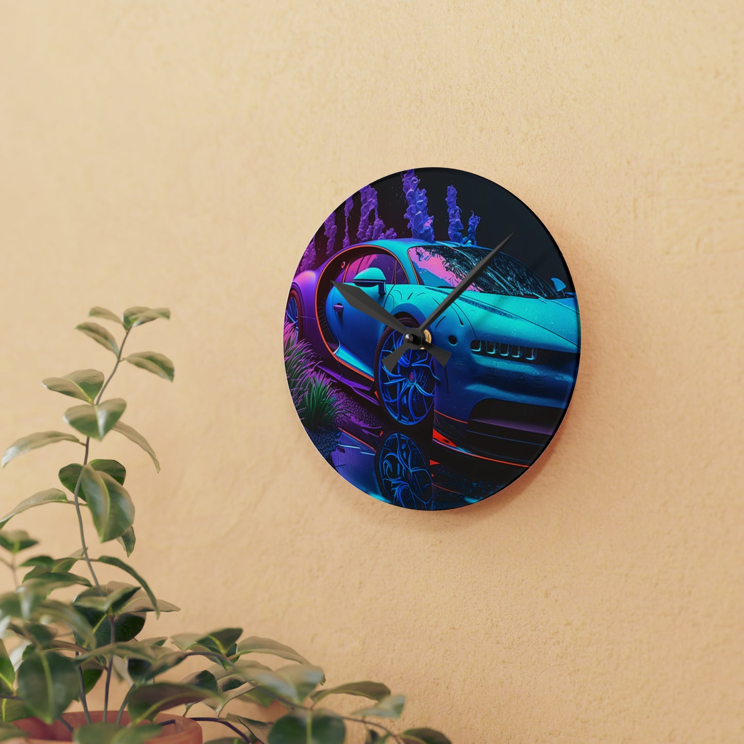 Acrylic Wall Clock Bugatti Neon Chiron 2