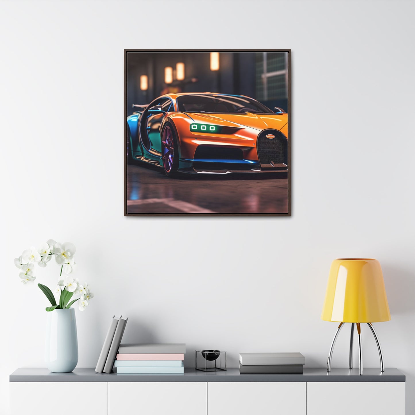 Gallery Canvas Wraps, Square Frame Hyper Bugatti Neon Chiron 1