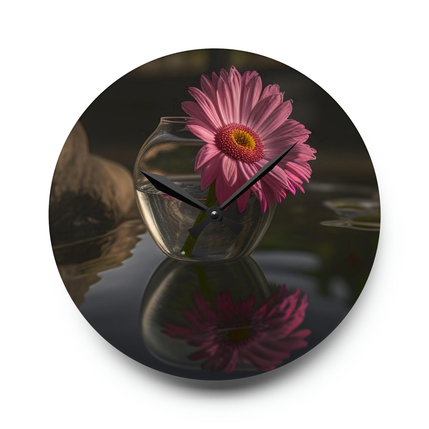 Acrylic Wall Clock Pink Daisy 2