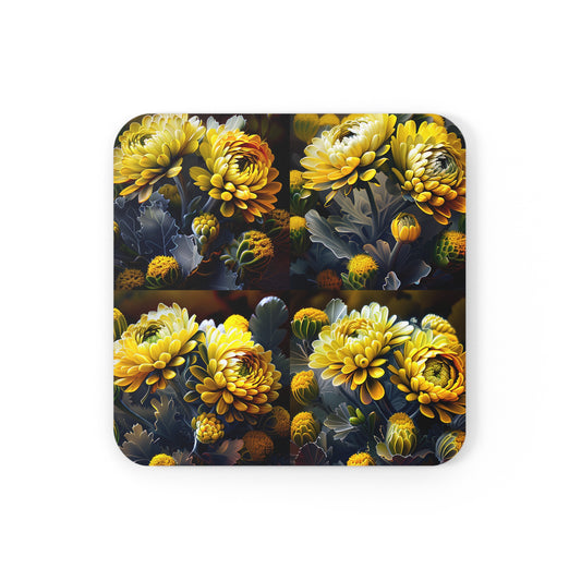 Corkwood Coaster Set Yellow Hermosas Flores Amarillas 5