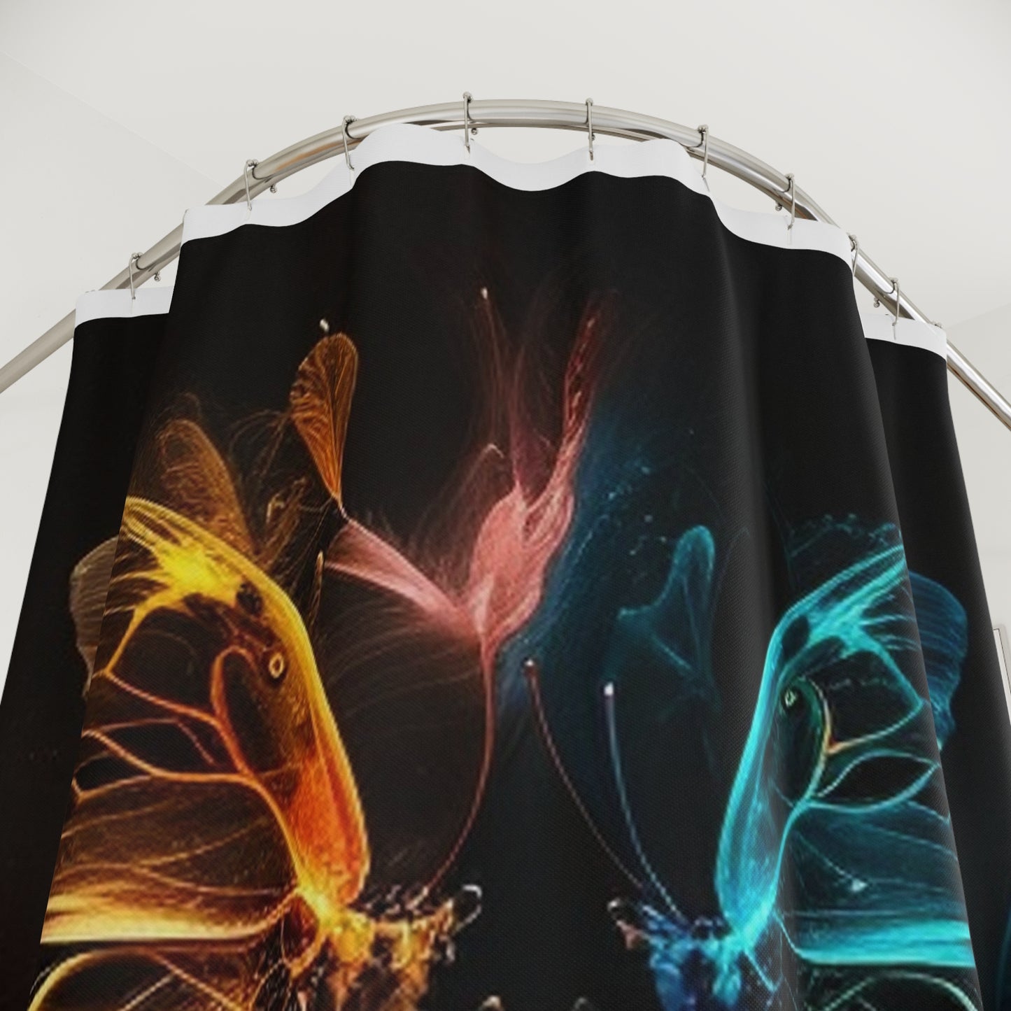 Polyester Shower Curtain Kiss Neon Butterfly 4
