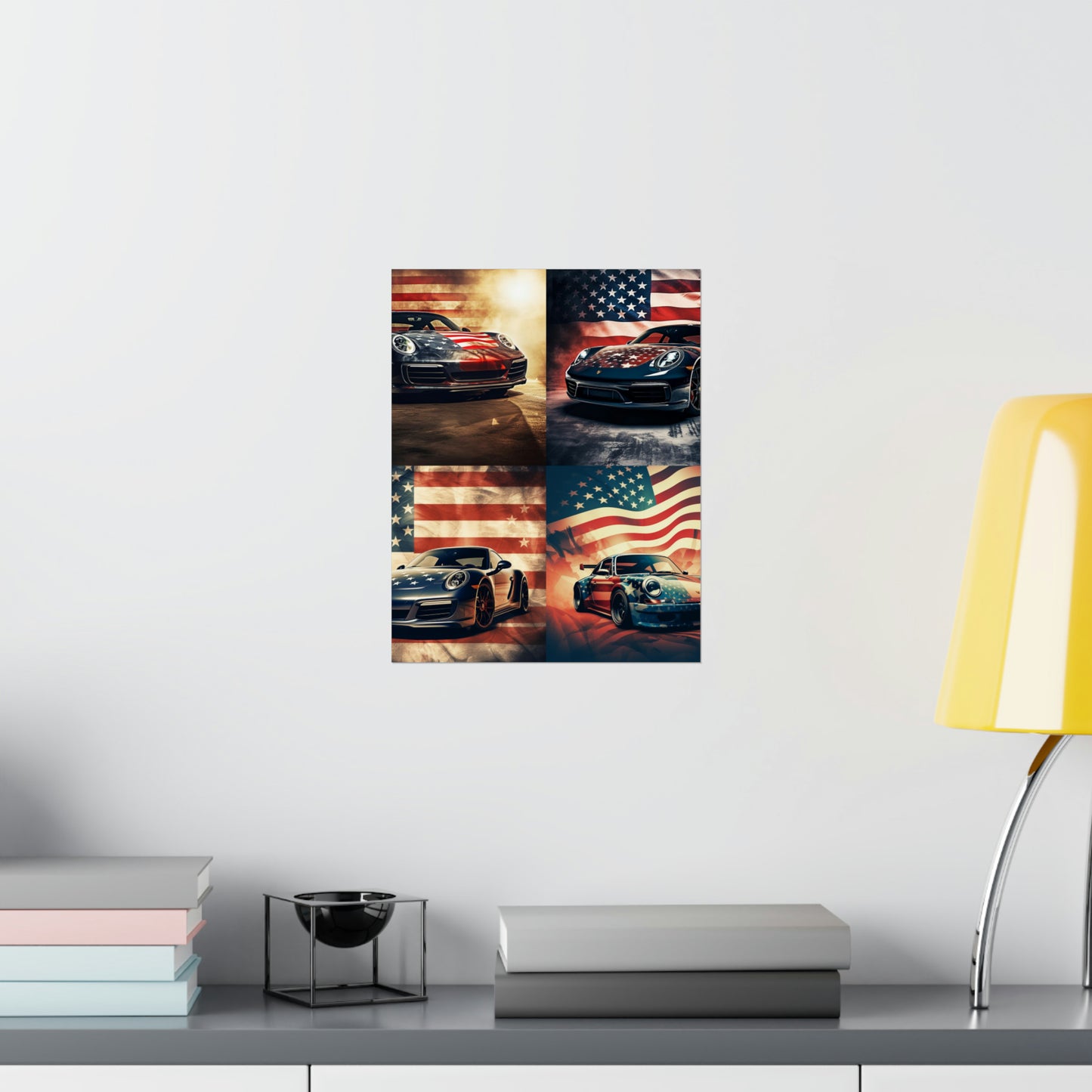 Premium Matte Vertical Posters Abstract American Flag Background Porsche 5
