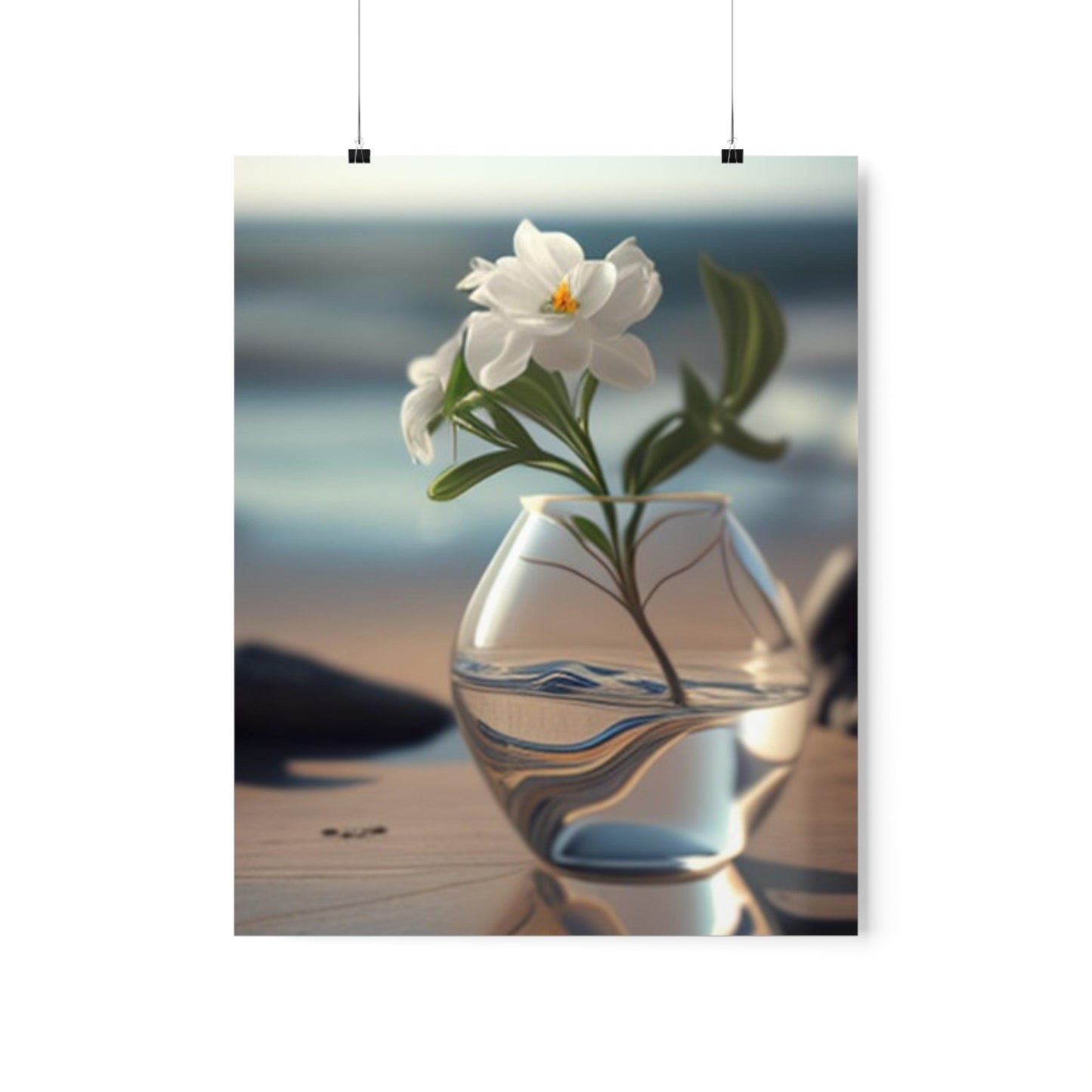 Premium Matte Vertical Posters Jasmine glass vase 3