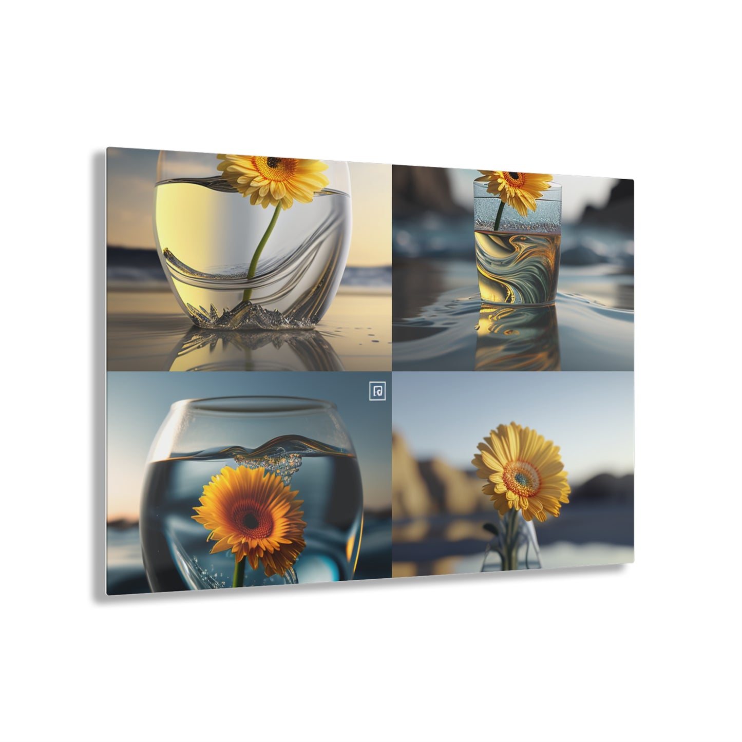 Acrylic Prints yello Gerbera glass 5