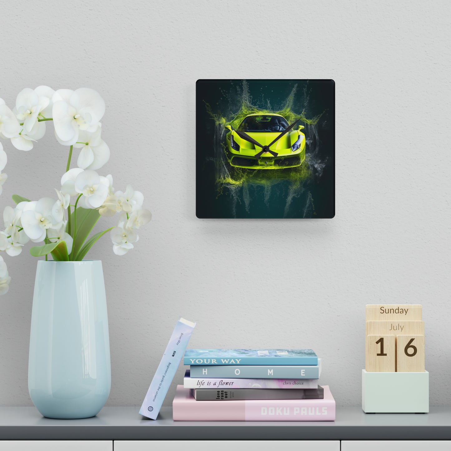 Acrylic Wall Clock Farrari Water 4