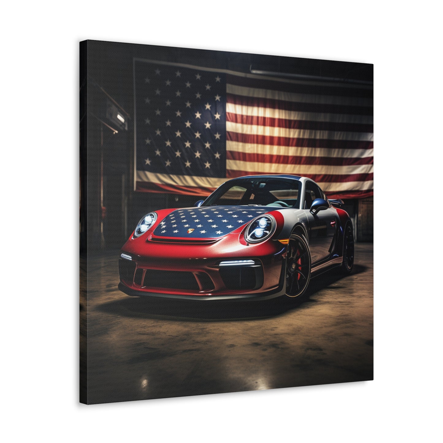 Canvas Gallery Wraps American Flag Background Porsche 1