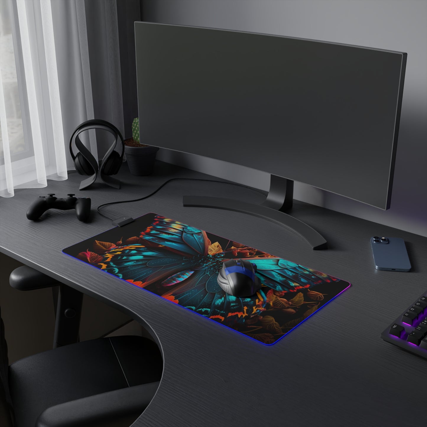 LED Gaming Mouse Pad Hue Neon Butterfly 1