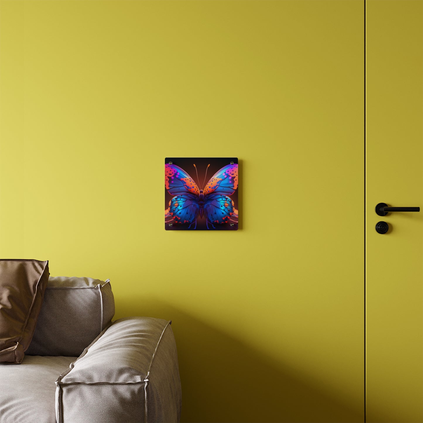 Acrylic Wall Art Panels Neon Butterfly Macro 3