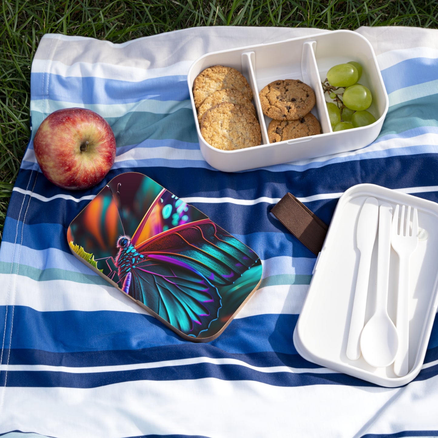 Bento Lunch Box Neon Butterfly Macro 1