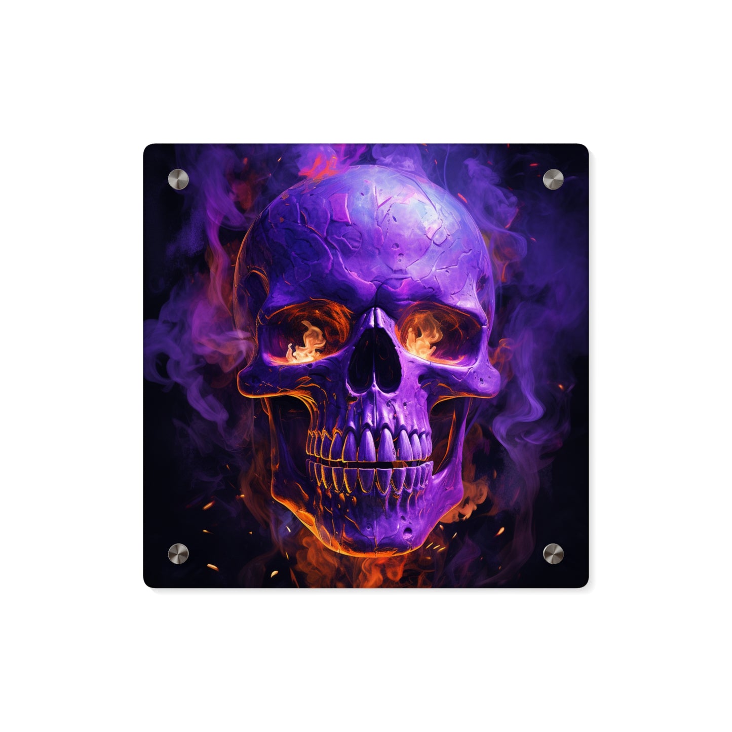 Acrylic Wall Art Panels Skull Flames 1