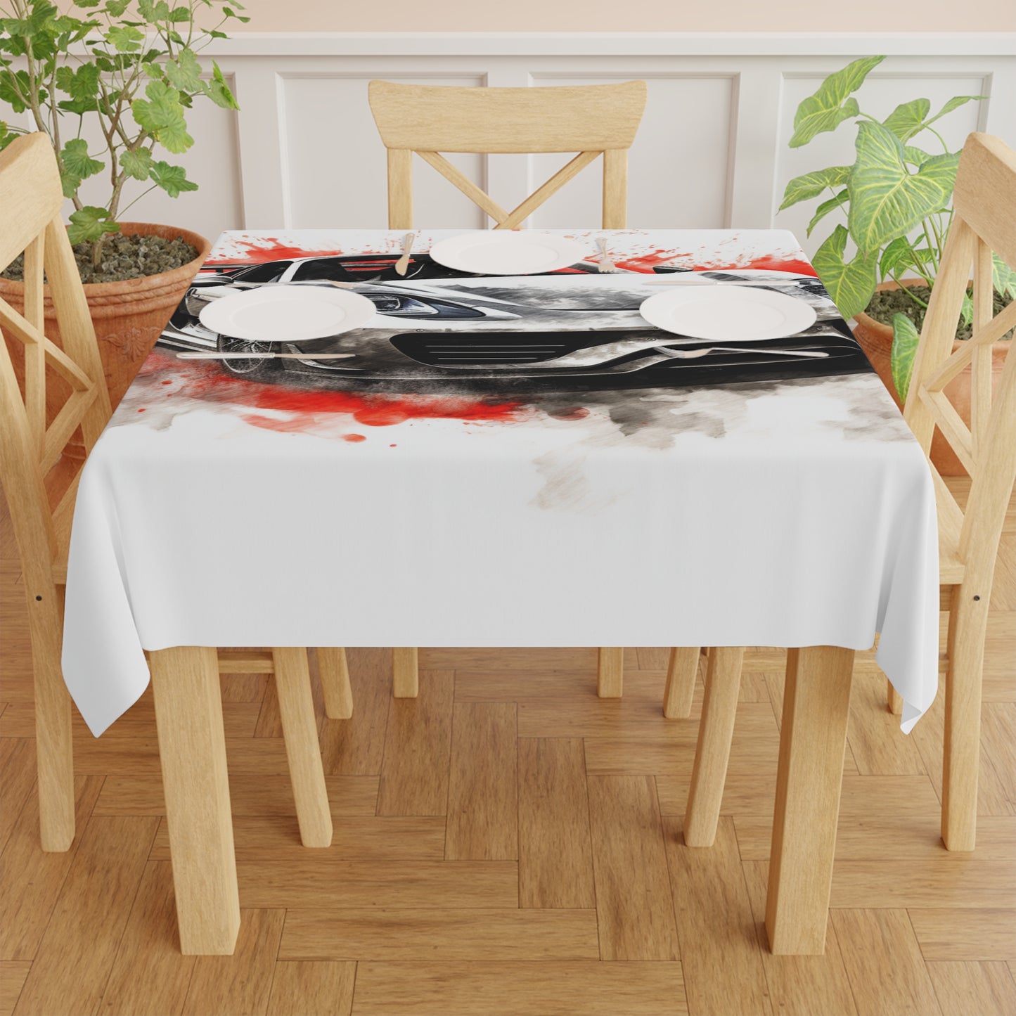 Tablecloth 918 Spyder white background driving fast with water splashing 4