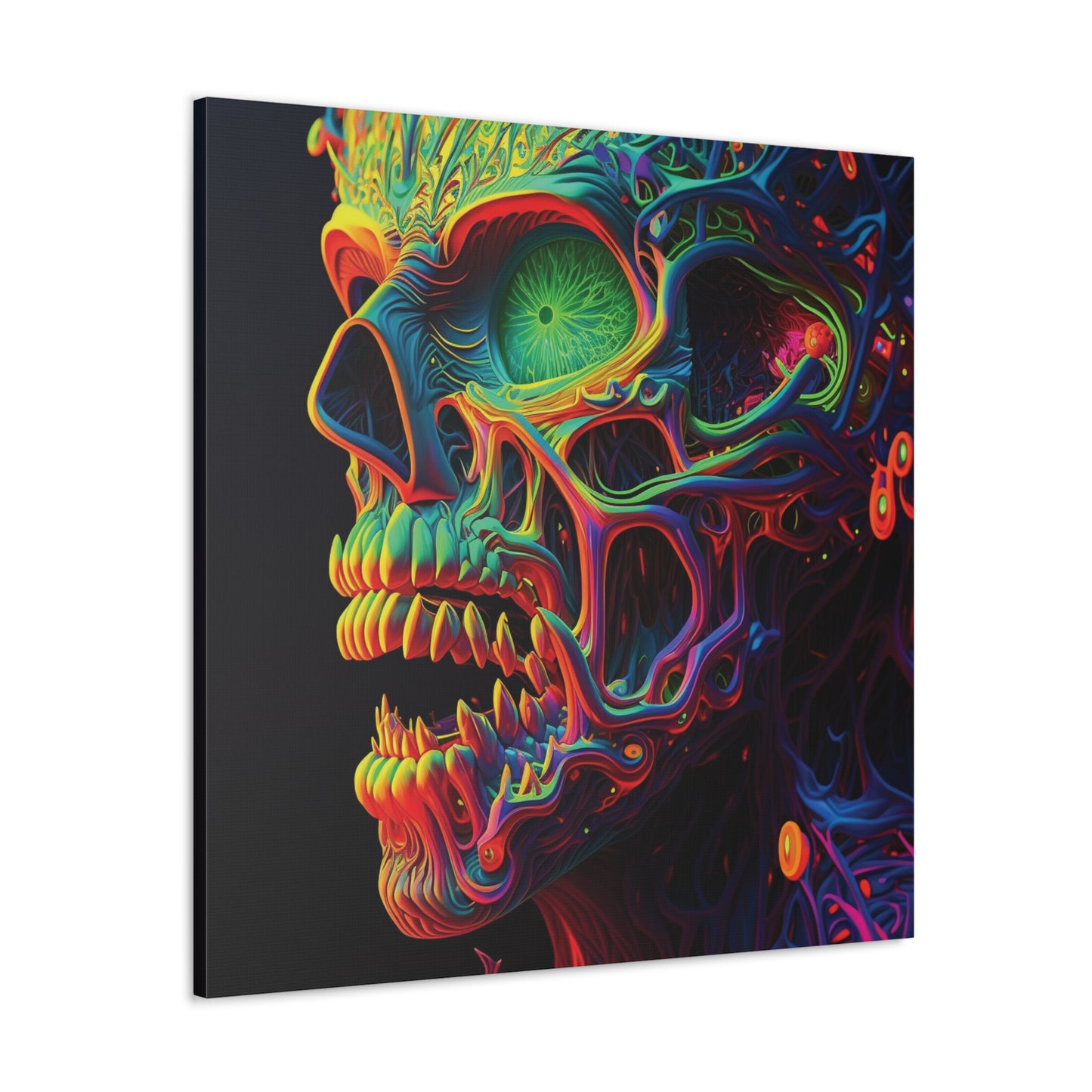 Canvas Gallery Wraps Florescent Skull Death 1